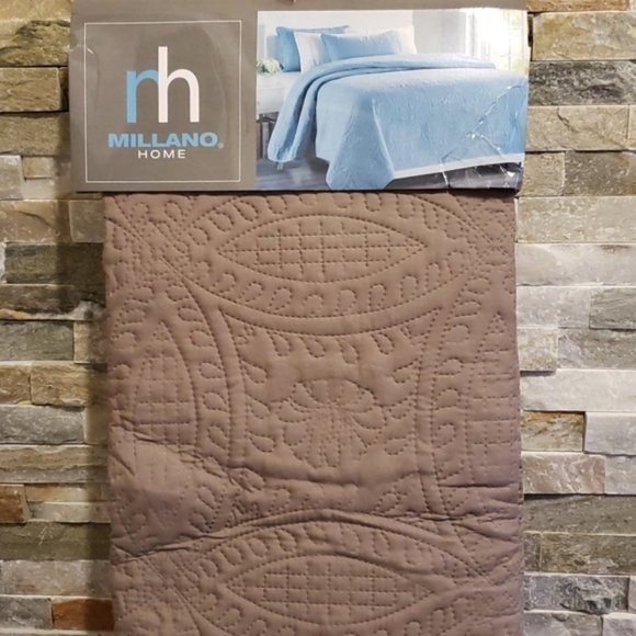 🌟Millano Chambrey 3 Piece Quilt Set Taupe - Picture 5 of 6